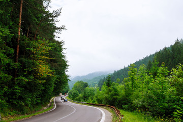 Winding mountain road. Beautiful landscape and view of a mountain road.
