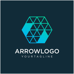 Fototapeta premium go Arrow hexagon abstract logo design with concept negative space. next icon. Delivery icon. Web, Digital, Marketing, Network icon. construction concept. -vector