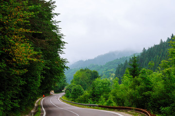 Winding mountain road. Beautiful landscape and view of a mountain road.
