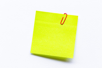 Abstract empty sticky note on white background. 