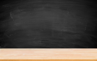 Abstract Natural wood table texture on Chalk rubbed out on background : Top view of plank wood for graphic stand product, interior design or montage display your product. Education concept.