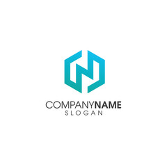 hexagonal N logo . geometric modern N logo