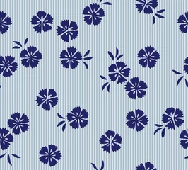 Stickers pour porte Style japonais Modèle sans couture de fleur de Dianthus japonais