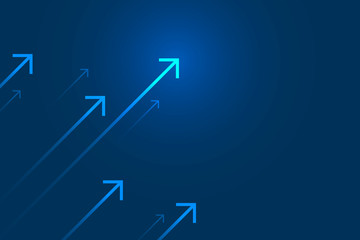 Light arrow up on blue background illustration, business growth concept.