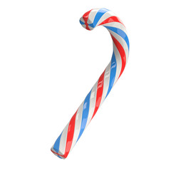 christmas red white blue twisted candy cane caramel - 3d illustration