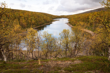 Beautiful pond in wilderness in Lapland, Finland
