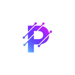 Fototapeta premium Letter Logo Science Technology. Connected Dots Letter Design Vector with Points.