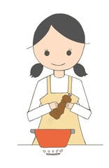 料理をする女性