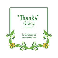 Template of poster thanksgiving, with abstract green leafy flower frame. Vector