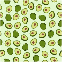 avocado seamless pattern vector with flat icon design