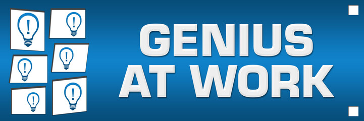 Genius At Work Blue Bulbs White Grid Left Horizontal 