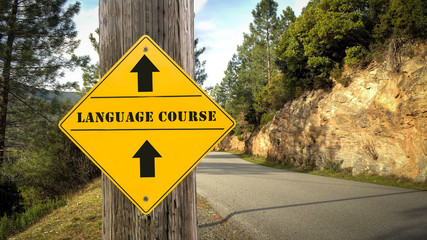 Street Sign to LANGUAGE COURSE