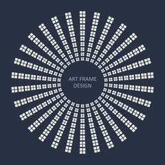 Radial squares in circle form. Fireworks explosion background. Circular design element. Abstract geometric star rays. Design element for medical, treatment, cosmetic emblem