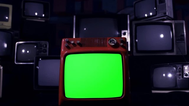  Retro TV Green Screen Being Shot - Dark Tone