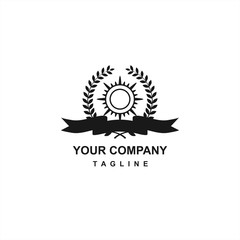 sun circle with vintage style logo and icon