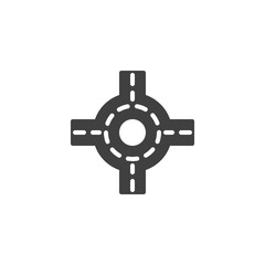 Obraz premium Roundabout road vector icon. filled flat sign for mobile concept and web design. Crossroad, junction road glyph icon. Symbol, logo illustration. Vector graphics