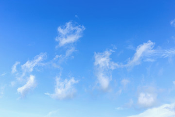 The sky is blue with beautiful clouds.