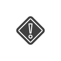Caution warning road sign vector icon. filled flat sign for mobile concept and web design. Hazard warning attention sign glyph icon. Symbol, logo illustration. Vector graphics