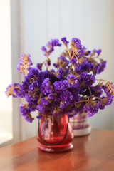 Limonium sinuatum Statice Salem flower, violet tiny flower in vase