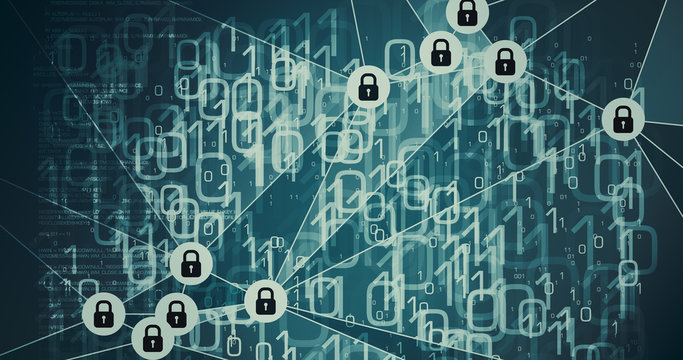 Security abstract password protection, binary code art