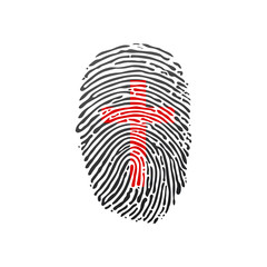 cross Thumb Prints or fingerprint showing christian identity. vector illustration isolated on white background.