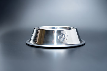 Stainless steel bowl for pet isolated black