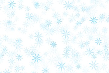 Hand drawing. Cute blue flower falling on white background. Winter season. Can be use for paper, print, fabric, wrapping.