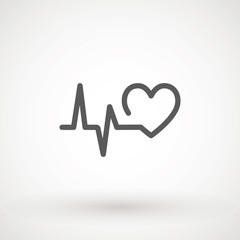 Heartbeat heart beat pulse flat vector icon for medical apps and websites.