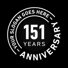 151 years anniversary logo template. One hundred and fifty-one years celebrating logotype. Black and white vector and illustration.