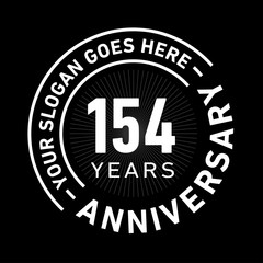 154 years anniversary logo template. One hundred and fifty-four years celebrating logotype. Black and white vector and illustration.