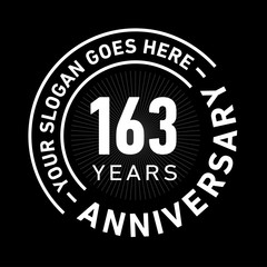 163 years anniversary logo template. One hundred and sixty-three years celebrating logotype. Black and white vector and illustration.