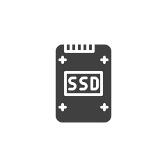 SSD drive vector icon. Storage disk filled flat sign for mobile concept and web design. Solid state drive glyph icon. Symbol, logo illustration. Vector graphics