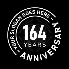 164 years anniversary logo template. One hundred and sixty-four years celebrating logotype. Black and white vector and illustration.