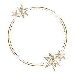 Vector floral vintage frame with maple leaves decoration on a white background.