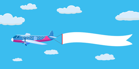 Cargo aircraft pulling advertisement banner