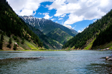 The Pakistani lakes mountain landscape & waterfall.