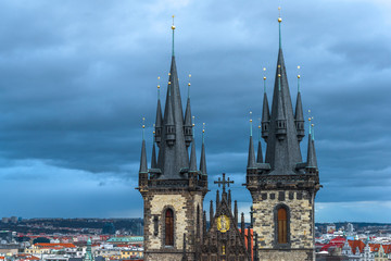 Obraz premium Fragemntal view on Our Lady before Tyn church, Prague