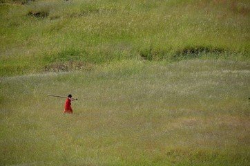 Woman in grass land