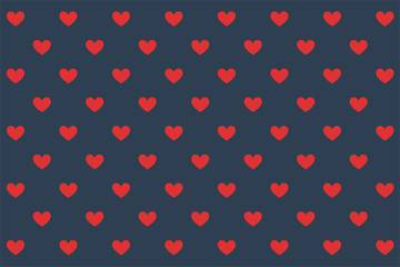 Elegant romantic seamless pattern: red hearts on dark blue background. Stylish design for Valentine's Day and other events.