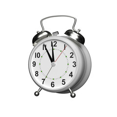 alarm clock isolated on white background. 3D rendering