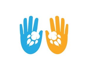 paw hold hand  logo icon of pet vector