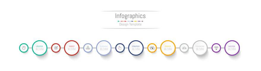 Infographic design elements for your business data with 7 options, parts, steps, timelines or processes. Vector Illustration.