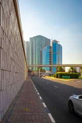High-rise houses of modern futuristic design of Dubai Marina district.