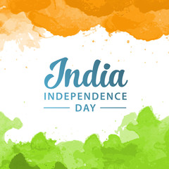 India independence day label. Watercolor background flag