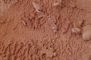 Chocolate ice cream pattern close up