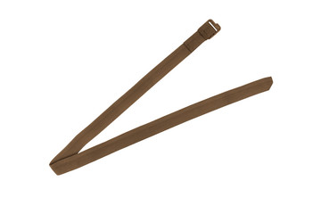  Brown nylon fastening belt, strap isolated on white background.