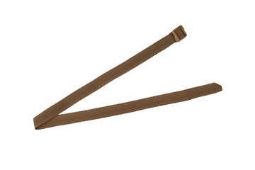  Brown nylon fastening belt, strap isolated on white background.