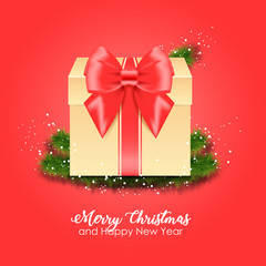 Fototapeta na wymiar New Year Banner with Gift Box. Vector Illustration
