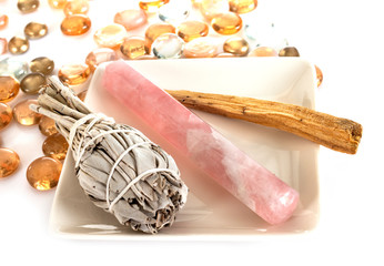 white sage and quartz