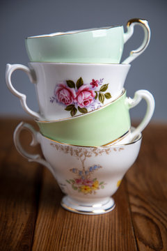 Vintage Stacked Teacups 